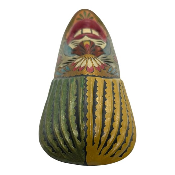 Vtg Hand-Carved & Hand-Painted Wood Wall Hanging African Tribal Face Mask 7.25” - Picture 5 of 10